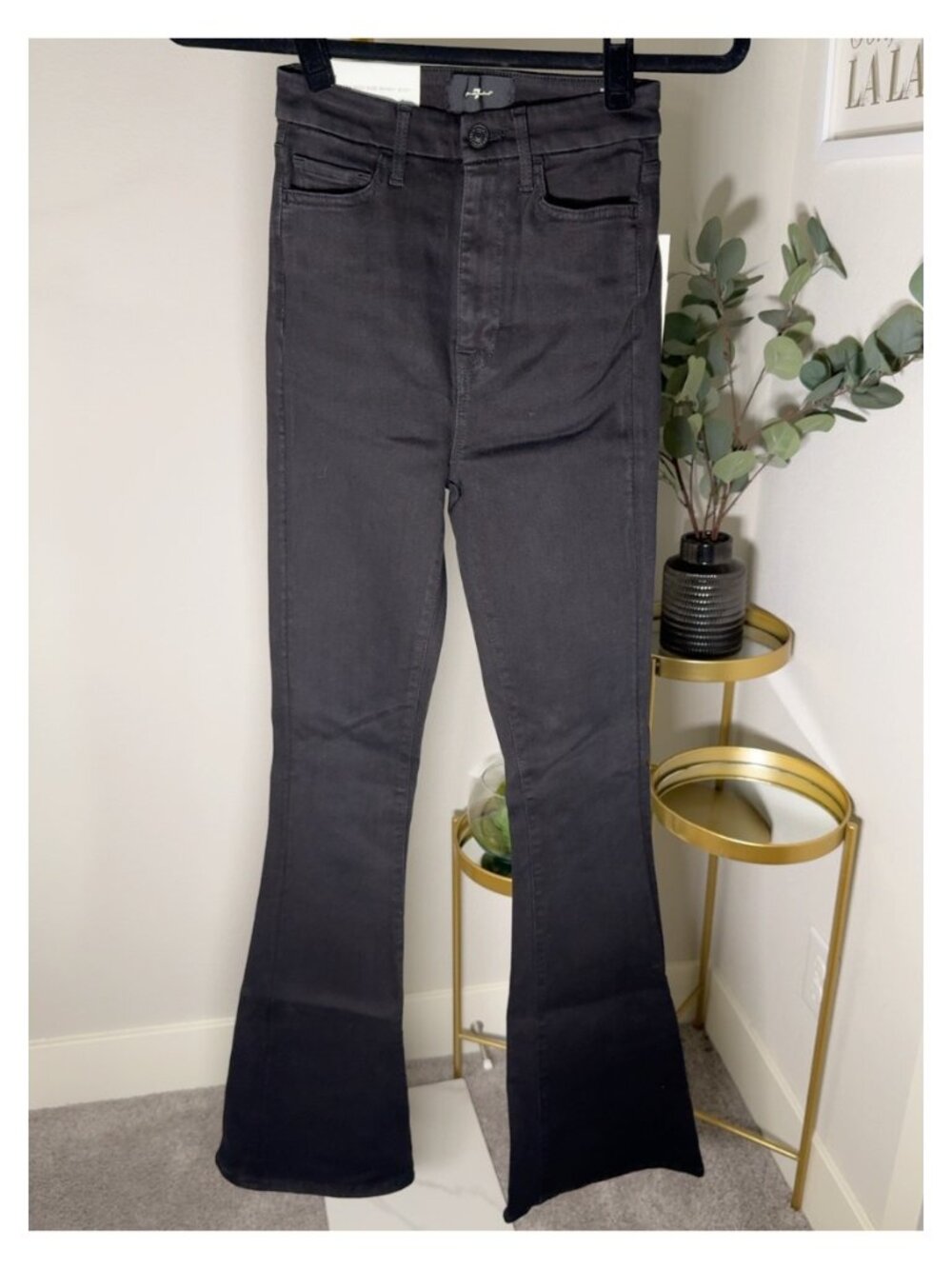 7 For All Mankind Ultra High Rise Skinny Boot Jeans Black NFO Size 24 NWT - Picture 4 of 8